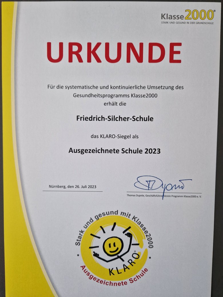 Urkunde "ausgezeichnete Schule"